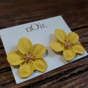 nOir Yellow Flower Statement Earrings
